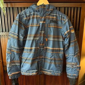 O'Neill Kids Striped Blue and Orange Ski Jacket